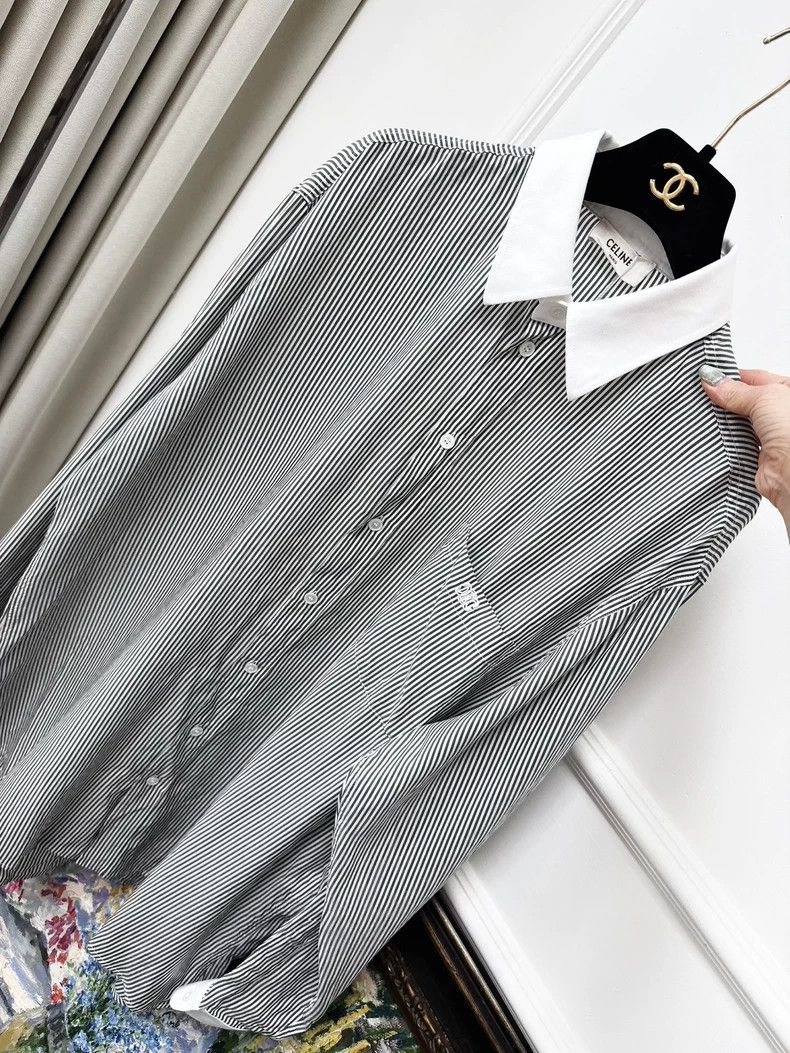 Celine Celine Striped Long Sleeve Button Up Shirt Size M / US 6-8 / IT 42-44 - 3 Thumbnail