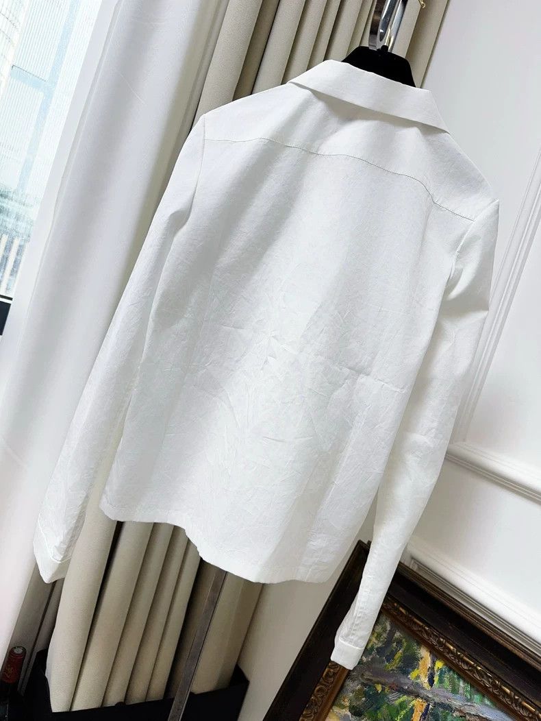 Miu Miu Miu Miu White Collar Long Sleeve Shirt Jacket Size M / US 6-8 / IT 42-44 - 2 Thumbnail