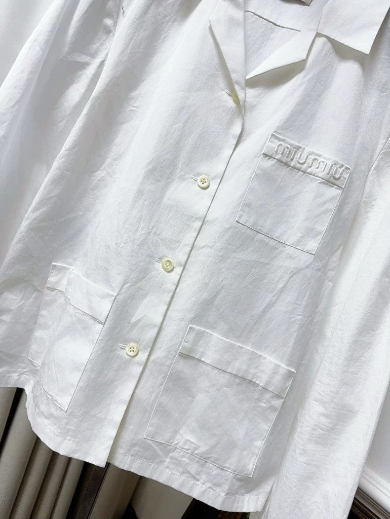 Miu Miu Miu Miu White Collar Long Sleeve Shirt Jacket Size M / US 6-8 / IT 42-44 - 3 Thumbnail