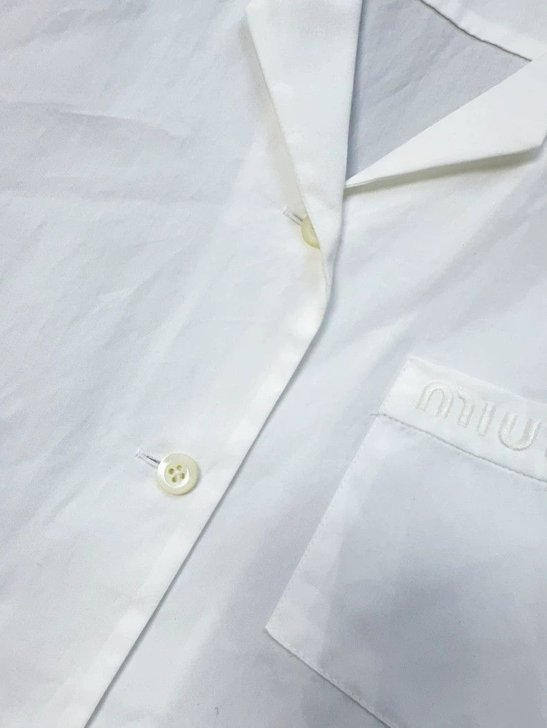Miu Miu Miu Miu White Collar Long Sleeve Shirt Jacket Size M / US 6-8 / IT 42-44 - 4 Thumbnail