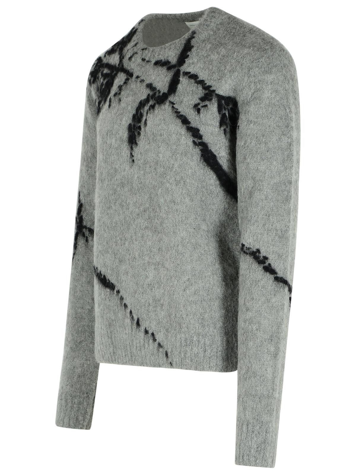 DRIES VAN NOTEN Grey Wool Blend Sweater