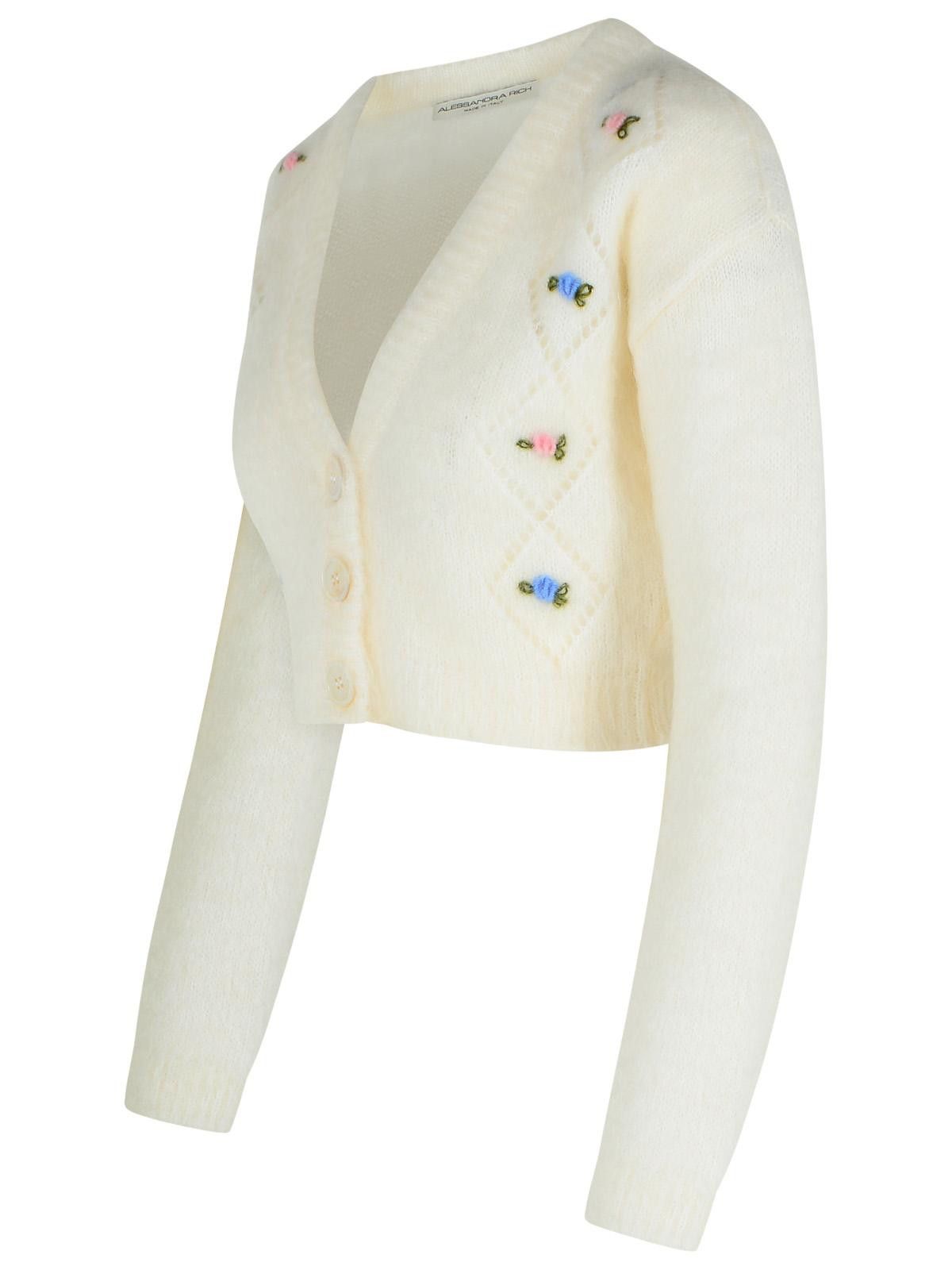 Alessandra Rich ALESSANDRA RICH Ivory Mohair Blend Cardigan Size S / US 4 / IT 40 - 2 Thumbnail