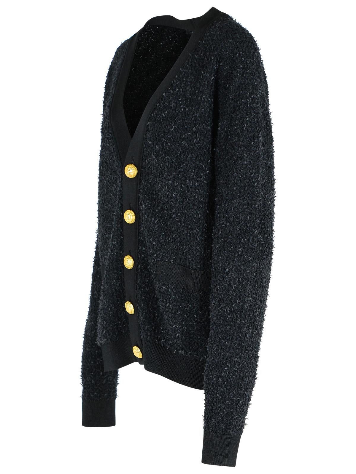 Balmain BALMAIN Black Cotton Blend Cardigan Size US XL / EU 56 / 4 - 2 Thumbnail