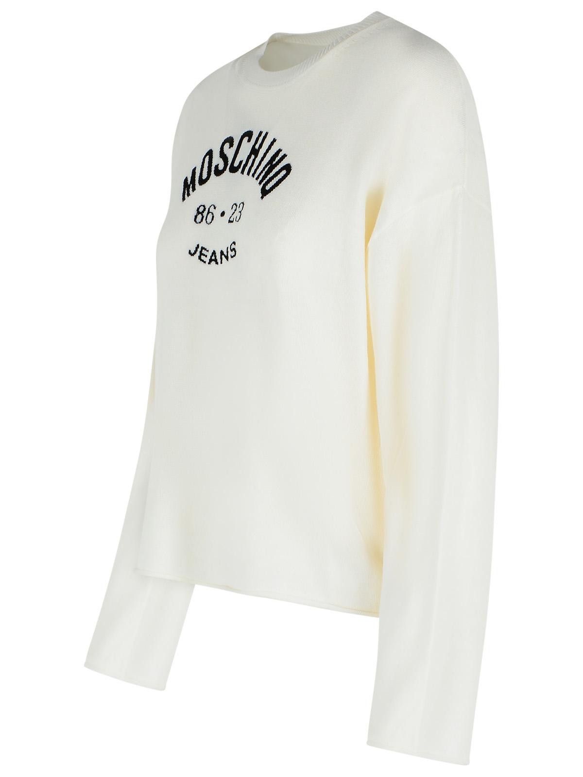 Moschino MOSCHINO JEANS Ivory Virgin Wool Sweater Size L / US 10 / IT 46 - 2 Thumbnail