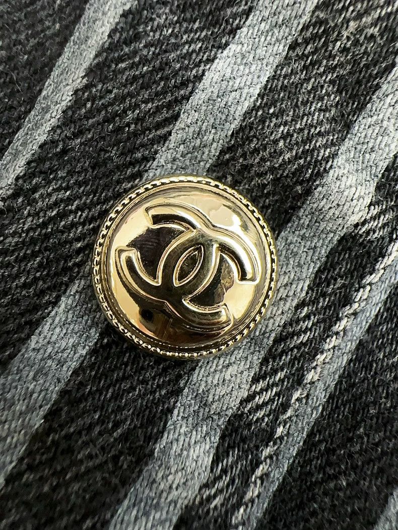 Chanel Chanel Blue Gray Striped Denim Jacket Size M / US 6-8 / IT 42-44 - 6 Thumbnail