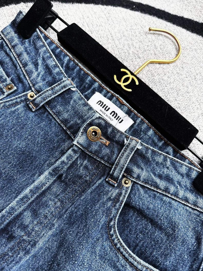 Miu Miu Miu Miu Blue Straight Denim Jeans with Belt Size 26" / US 2 / IT 38 - 3 Thumbnail