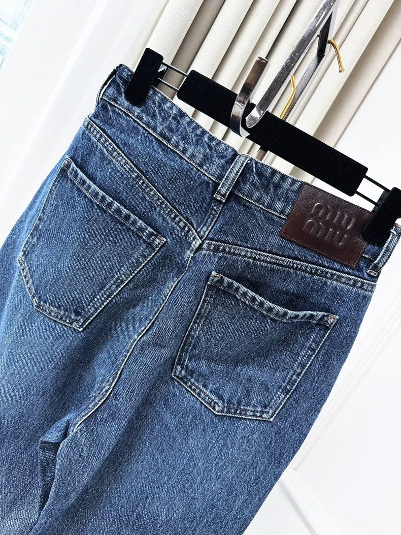 Miu Miu Miu Miu Blue Straight Denim Jeans with Belt Size 26" / US 2 / IT 38 - 4 Thumbnail