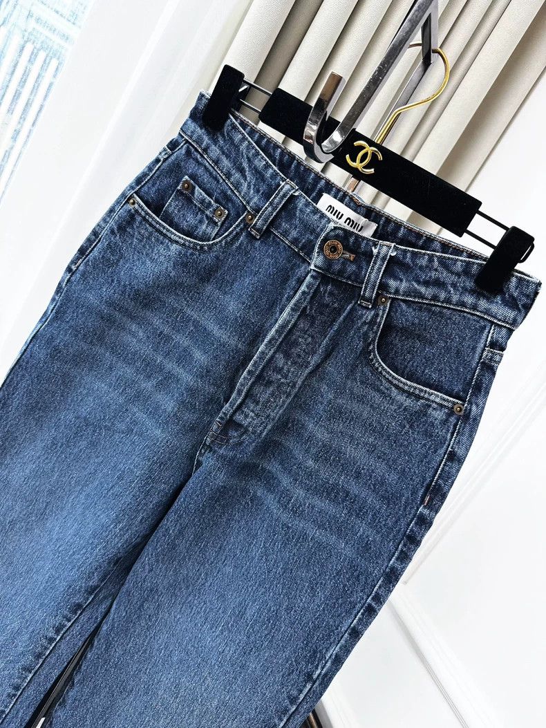 Miu Miu Miu Miu Blue Straight Denim Jeans with Belt Size 26" / US 2 / IT 38 - 5 Thumbnail