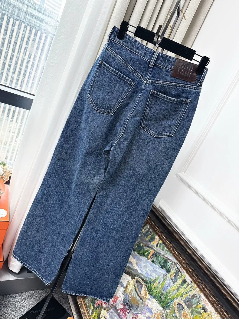 Miu Miu Miu Miu Blue Straight Denim Jeans with Belt Size 26" / US 2 / IT 38 - 2 Thumbnail
