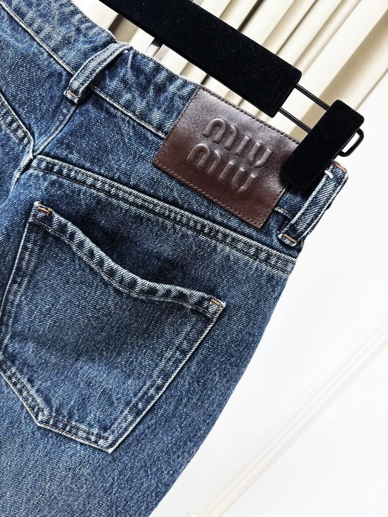 Miu Miu Miu Miu Blue Straight Denim Jeans with Belt Size 26" / US 2 / IT 38 - 6 Thumbnail