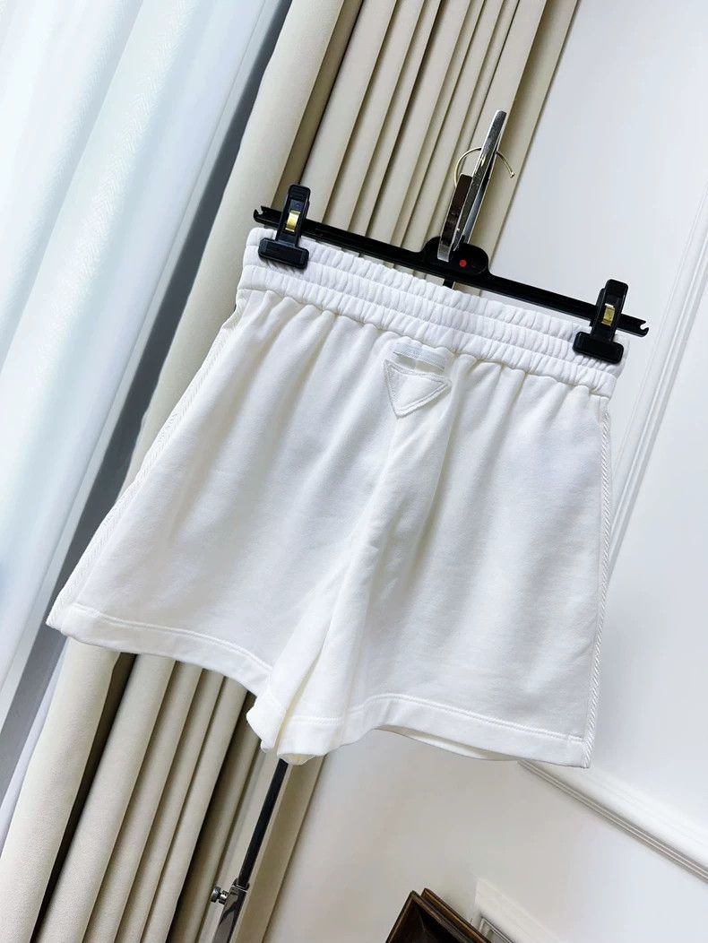 Prada Prada 24 White Triangle Logo Drawstring Shorts Size 24" / US 00 / IT 34 - 2 Thumbnail