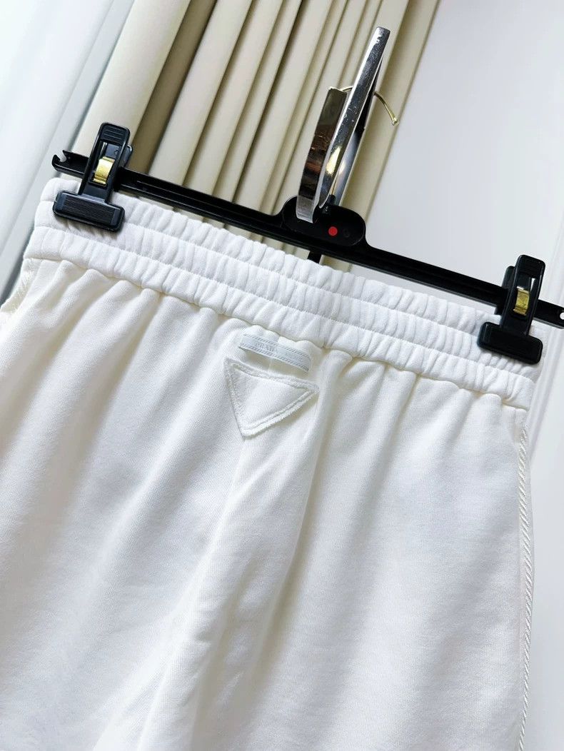 Prada Prada 24 White Triangle Logo Drawstring Shorts Size 24" / US 00 / IT 34 - 3 Thumbnail