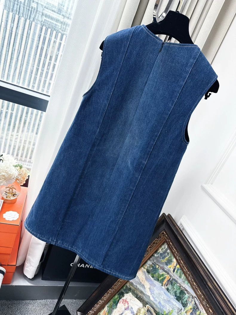 Miu Miu Miu Miu 24SS Blue Denim Embroidered Dress Size M / US 6-8 / IT 42-44 - 2 Thumbnail