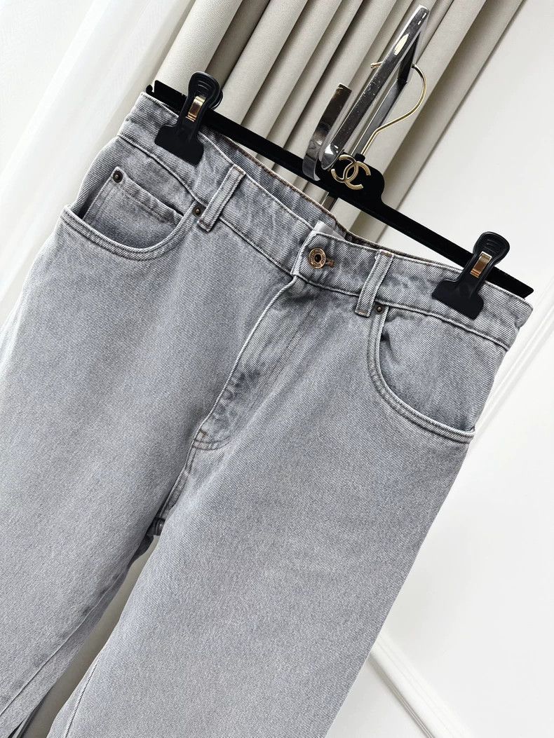 Miu Miu Miu Miu Light Gray Fringe Hem Jeans Size 24" / US 00 / IT 34 - 3 Thumbnail