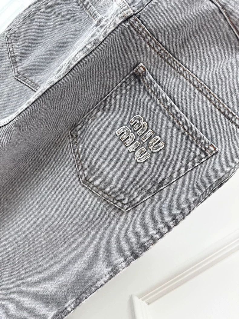 Miu Miu Miu Miu Light Gray Fringe Hem Jeans Size 24" / US 00 / IT 34 - 4 Thumbnail