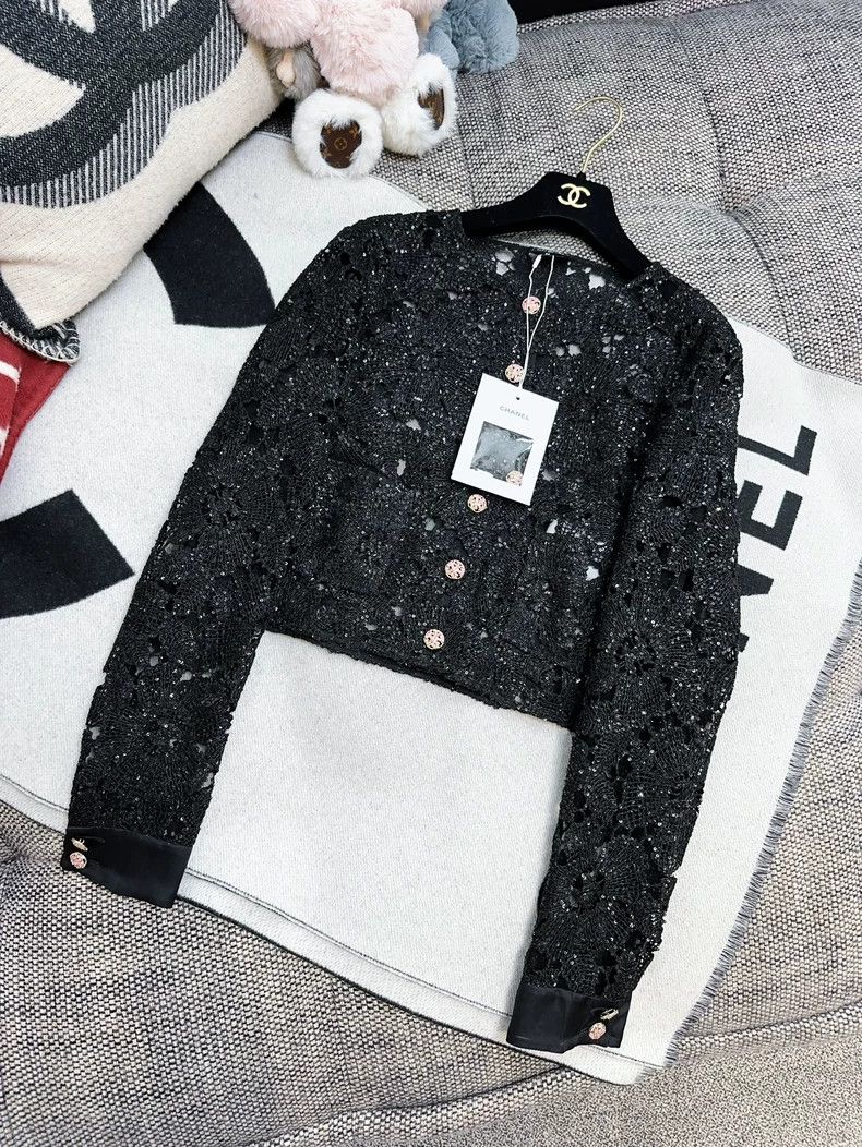 Chanel Chanel 24S Black Lace Embroidered Jacket Size M / US 6-8 / IT 42-44 - 2 Thumbnail