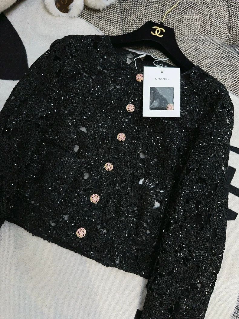 Chanel Chanel 24S Black Lace Embroidered Jacket Size M / US 6-8 / IT 42-44 - 3 Thumbnail