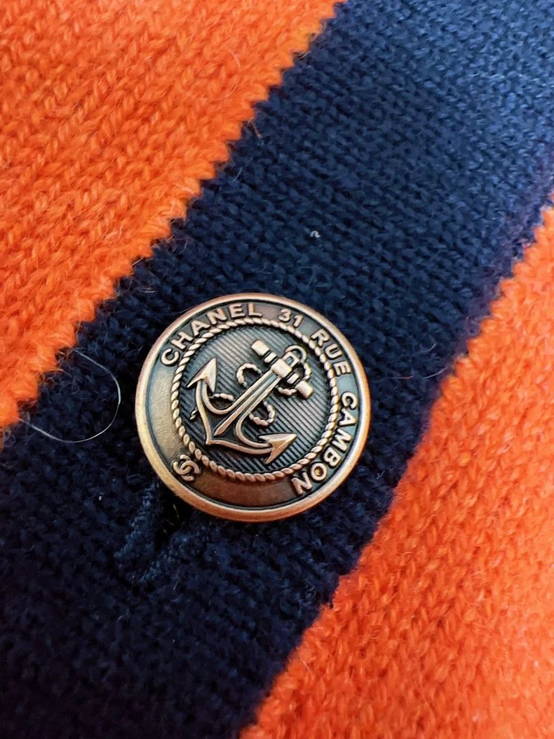 Chanel Chanel Orange Navy Cashmere Cardigan Size M / US 6-8 / IT 42-44 - 5 Thumbnail
