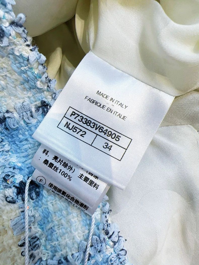 Chanel Chanel 22B Blue White Sequin Tweed Jacket Size M / US 6-8 / IT 42-44 - 7 Thumbnail