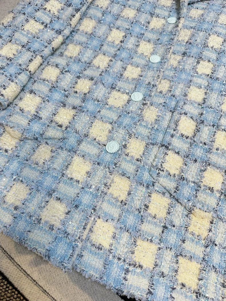 Chanel Chanel 22B Blue White Tweed Jacket Size M / US 6-8 / IT 42-44 - 3 Thumbnail