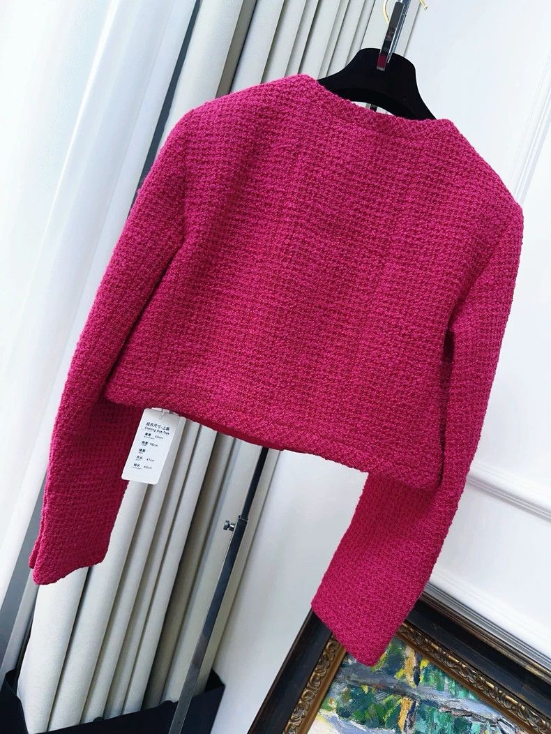 Chanel Chanel 21K Pink Crystal Button Cropped Jacket Size M / US 6-8 / IT 42-44 - 2 Thumbnail