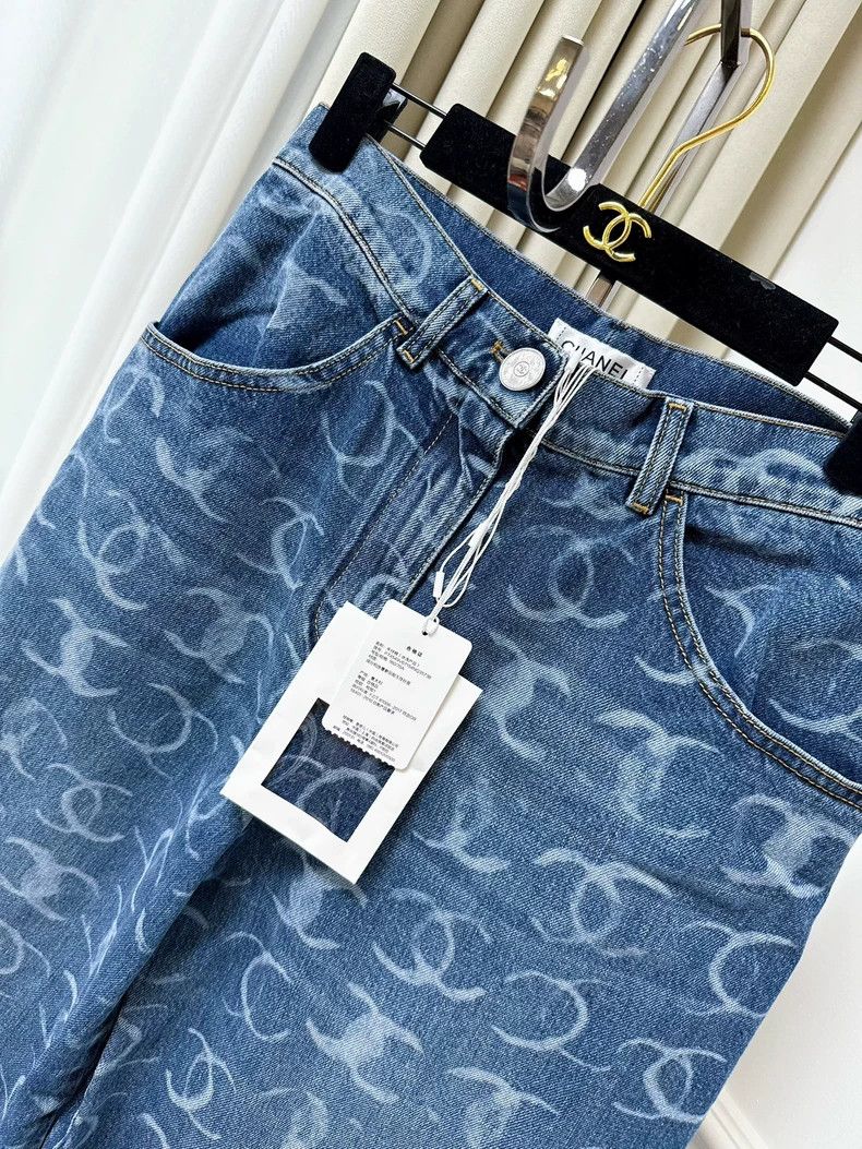Chanel Chanel 23N Blue Graffiti CC Wide-Leg Jeans Size 38" / US 16 / IT 52 - 3 Thumbnail