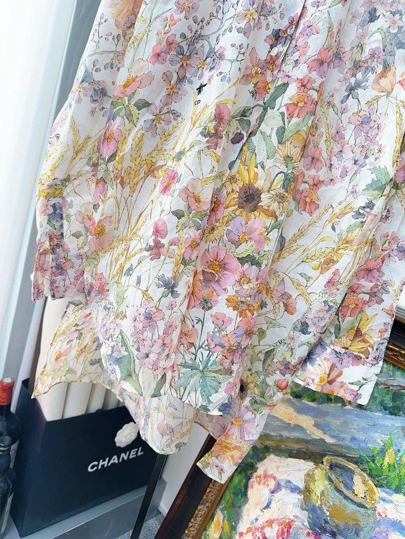 Dior Dior Floral Long Sleeve Shirt Dress Size M / US 6-8 / IT 42-44 - 3 Thumbnail