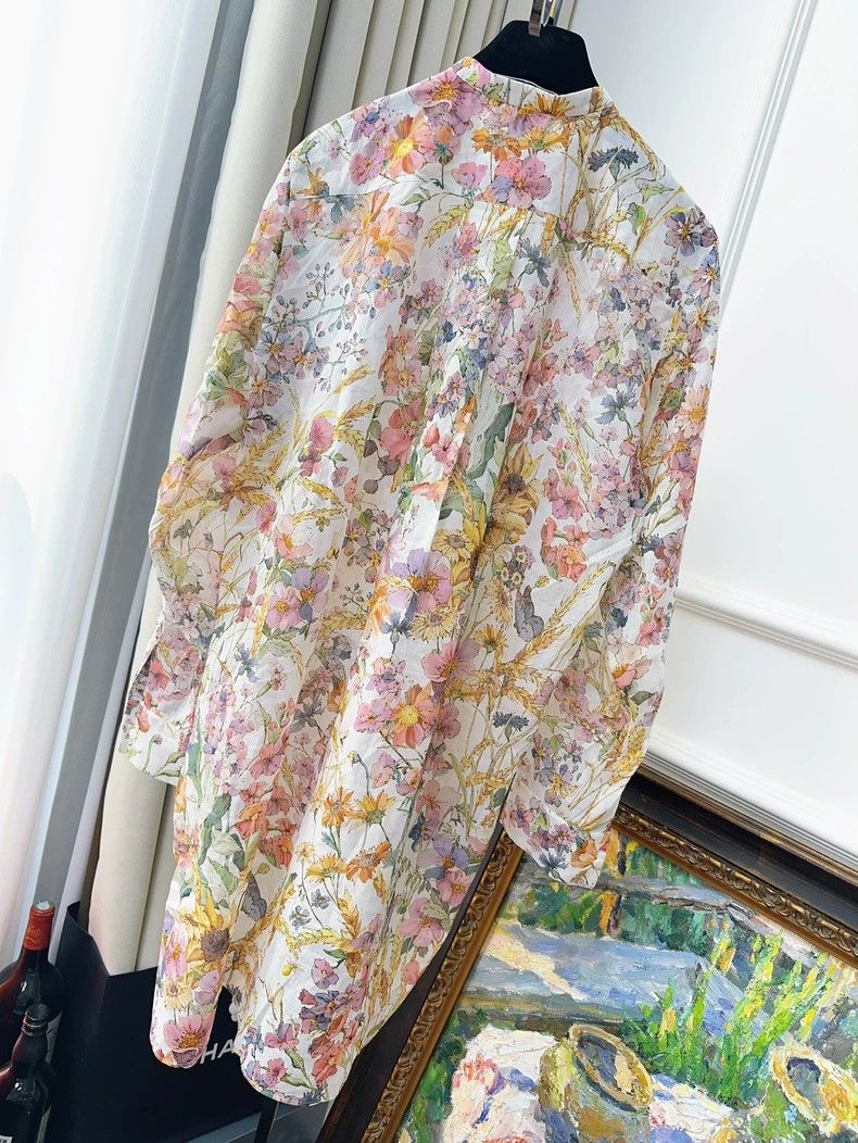 Dior Dior Floral Long Sleeve Shirt Dress Size M / US 6-8 / IT 42-44 - 2 Thumbnail
