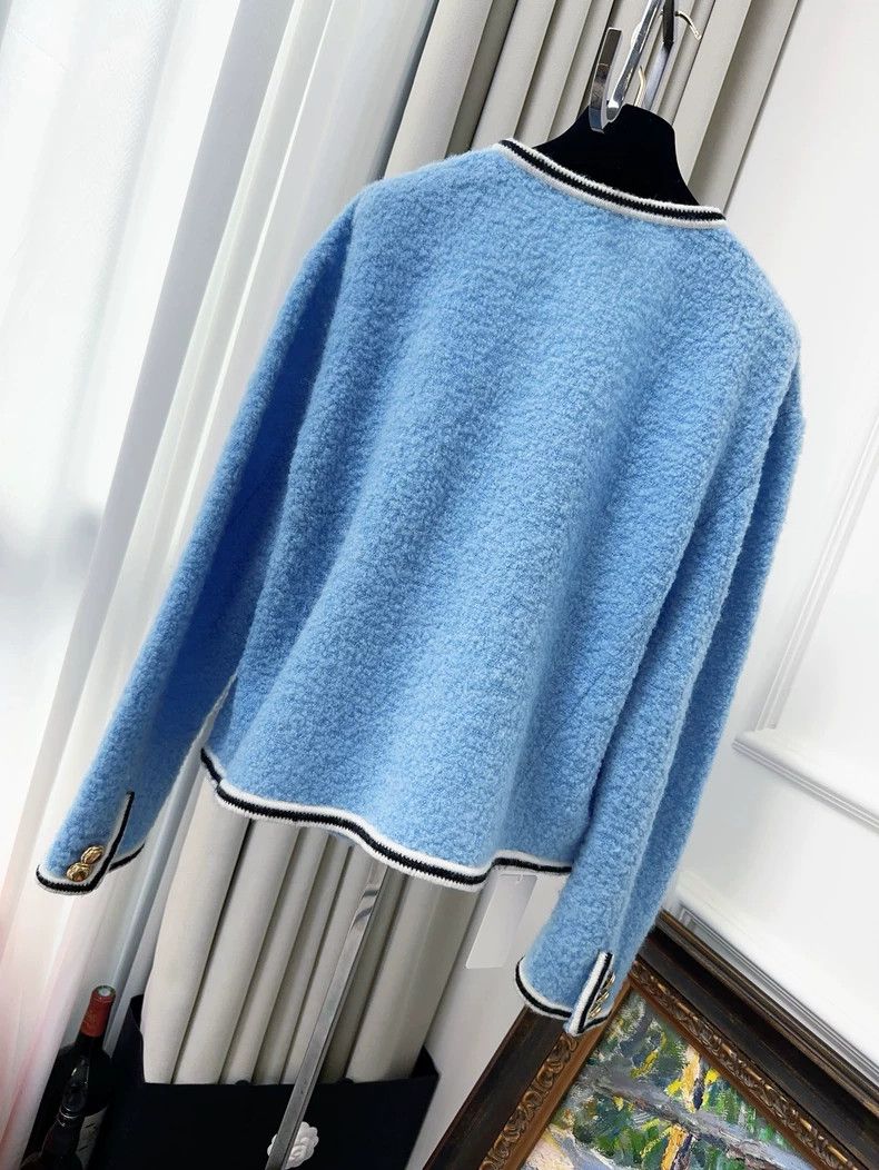 Miu Miu Miu Miu Blue White Trim Knit Jacket Size M / US 6-8 / IT 42-44 - 2 Thumbnail