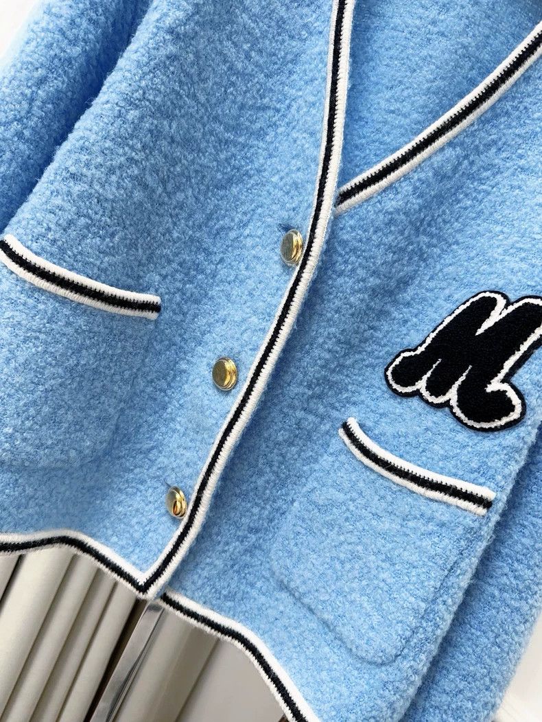 Miu Miu Miu Miu Blue White Trim Knit Jacket Size M / US 6-8 / IT 42-44 - 7 Thumbnail
