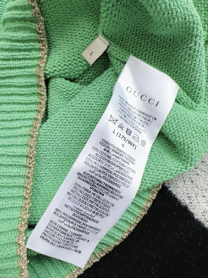 Gucci Gucci Green Knit Cardigan with Gold Trim Size L / US 10 / IT 46 - 7 Thumbnail