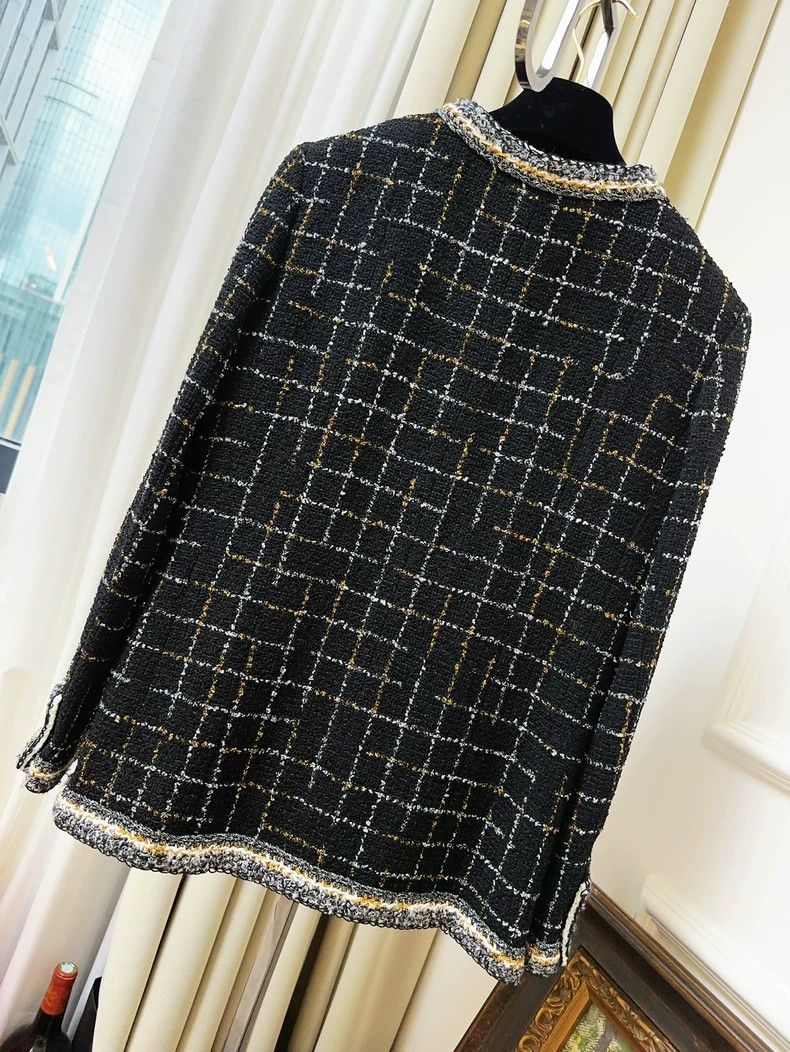 Chanel Chanel Black Plaid Gold Trim Knit Jacket Size M / US 6-8 / IT 42-44 - 2 Thumbnail