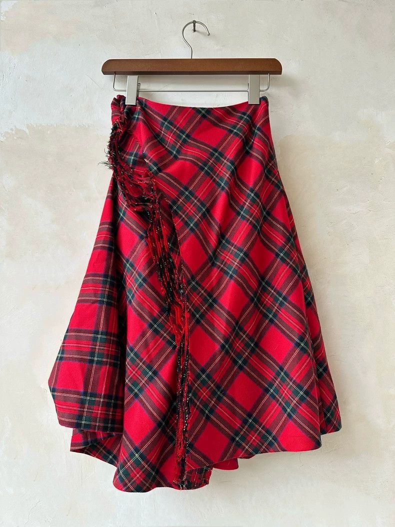 Junya Watanabe Junya Watanabe Red Plaid Layered Skirt Size 27" / US 4 / IT 40 - 6 Thumbnail