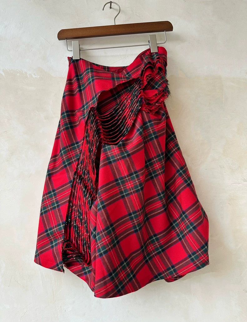 Junya Watanabe Junya Watanabe Red Plaid Layered Skirt Size 27" / US 4 / IT 40 - 5 Thumbnail
