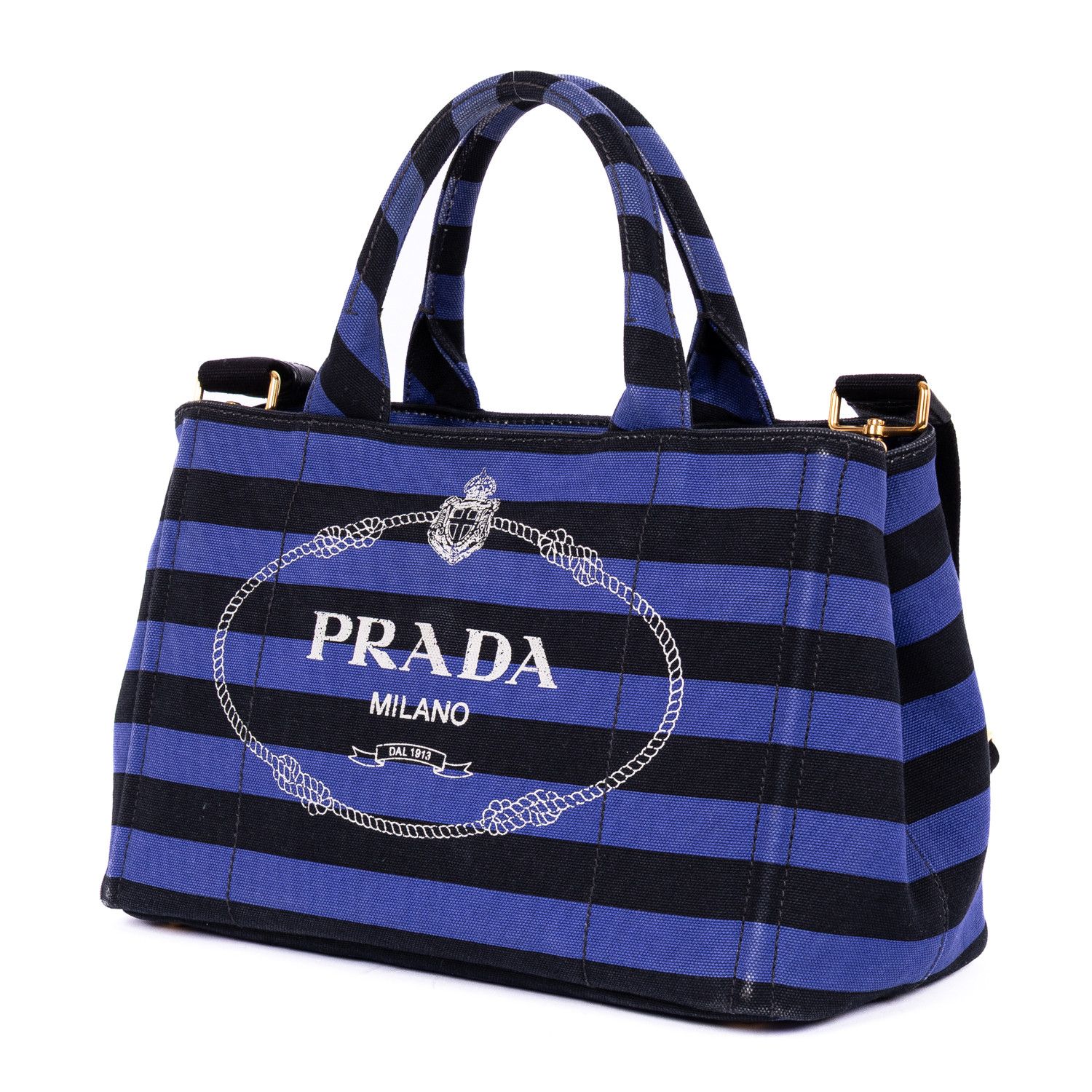 Prada Stripes Canapa Tote Small Size ONE SIZE - 2 Thumbnail