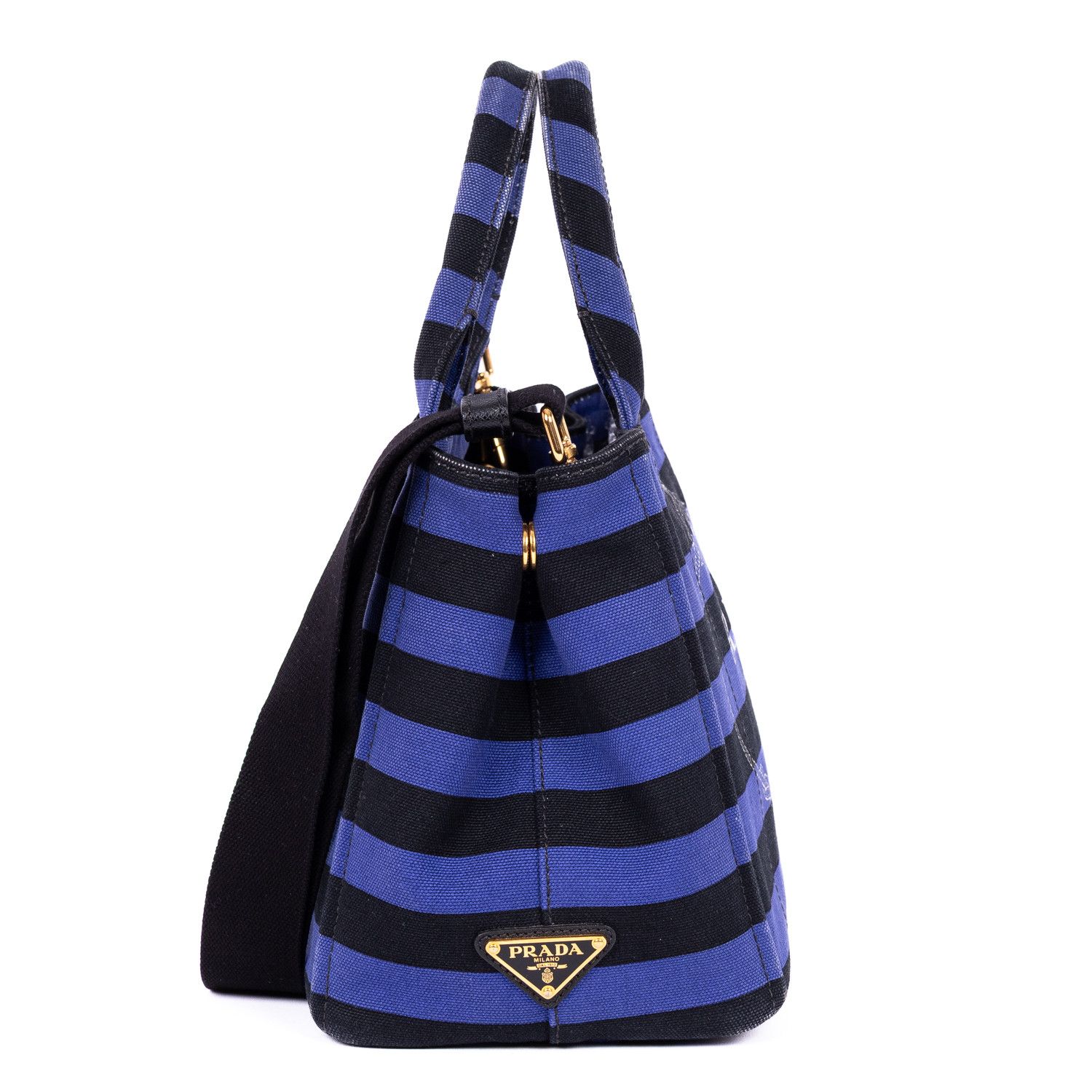 Prada Stripes Canapa Tote Small Size ONE SIZE - 4 Thumbnail