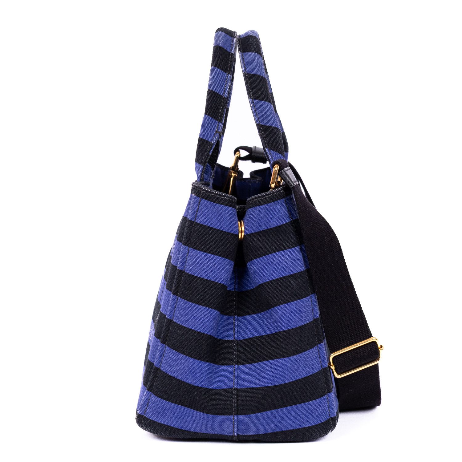 Prada Stripes Canapa Tote Small Size ONE SIZE - 3 Thumbnail