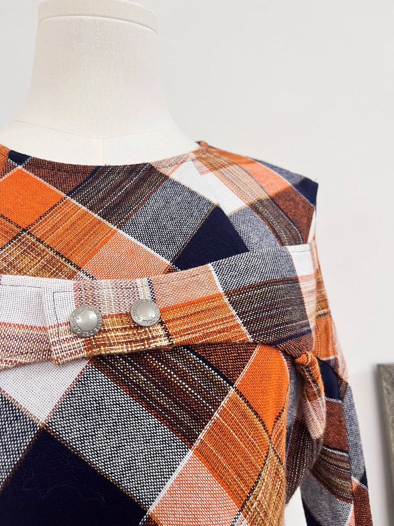 Junya Watanabe Junya Watanabe Orange Gray Plaid Mini Dress Size S / US 4 / IT 40 - 4 Thumbnail