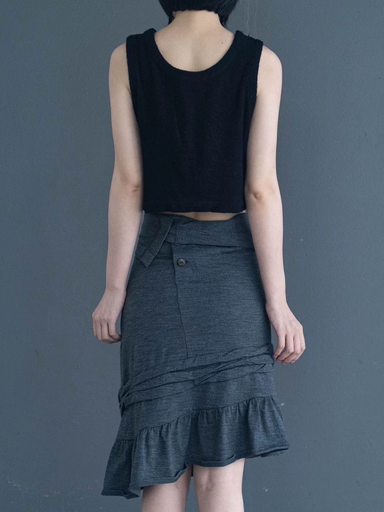Junya Watanabe Junya Watanabe Gray Wool Asymmetric Skirt Size 30" / US 8 / IT 44 - 4 Thumbnail