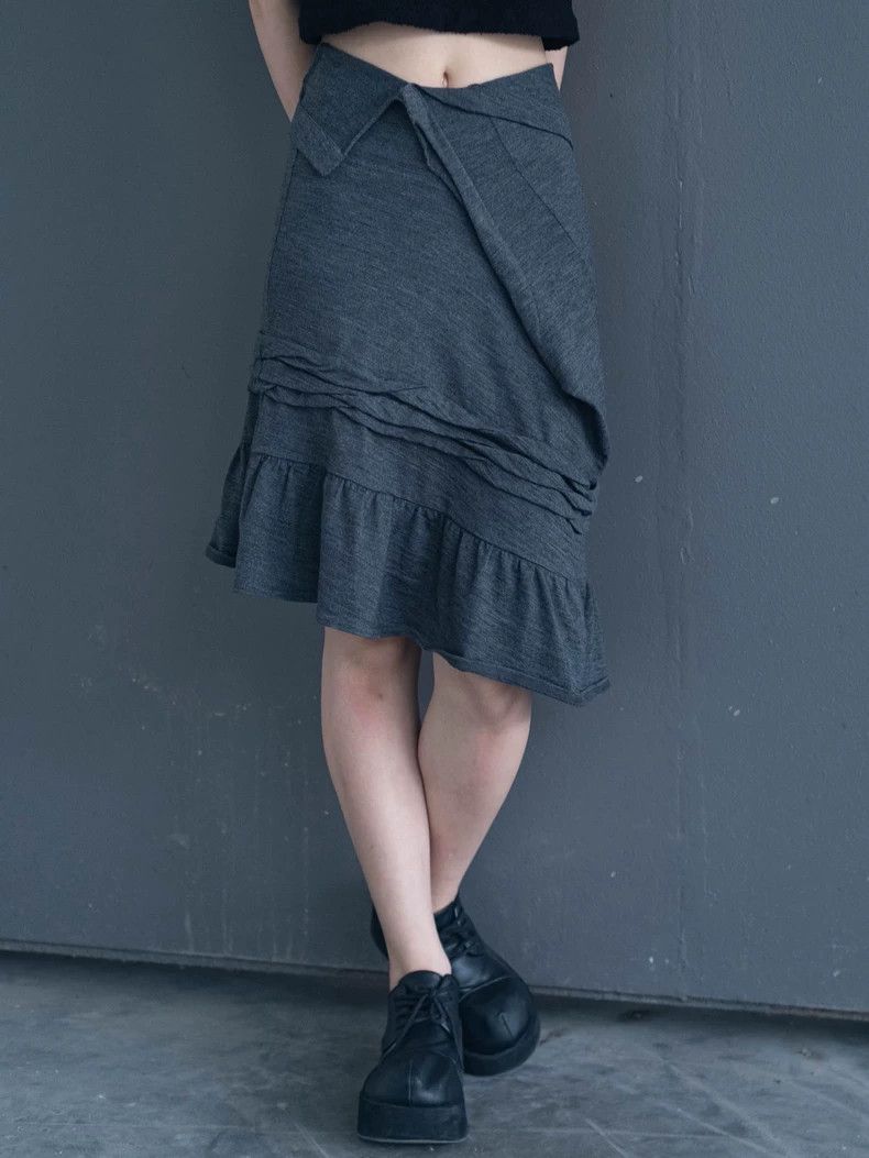 Junya Watanabe Junya Watanabe Gray Wool Asymmetric Skirt Size 30" / US 8 / IT 44 - 3 Thumbnail