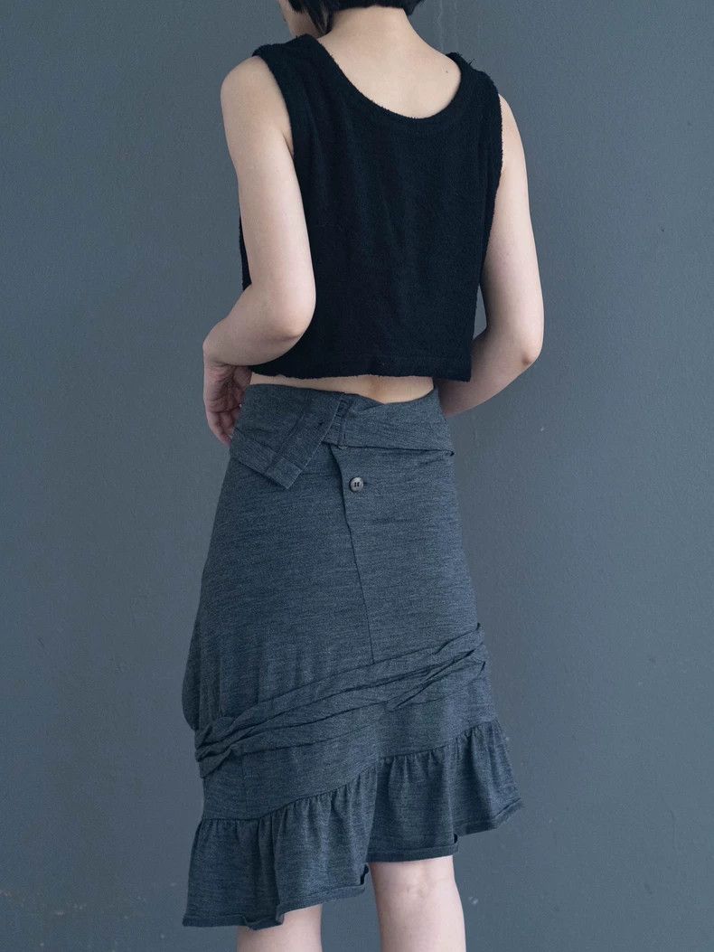 Junya Watanabe Junya Watanabe Gray Wool Asymmetric Skirt Size 30" / US 8 / IT 44 - 5 Thumbnail