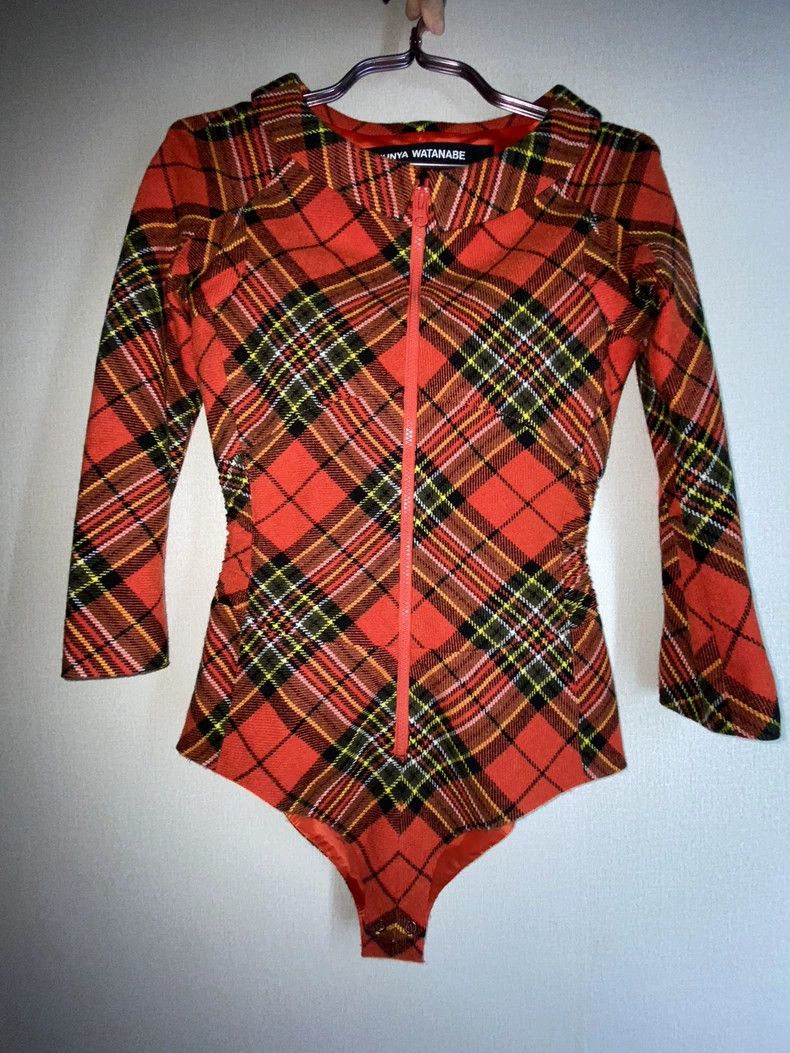 Junya Watanabe Junya Watanabe Red Tartan Vintage Bodysuit Size S / US 4 / IT 40 - 6 Thumbnail