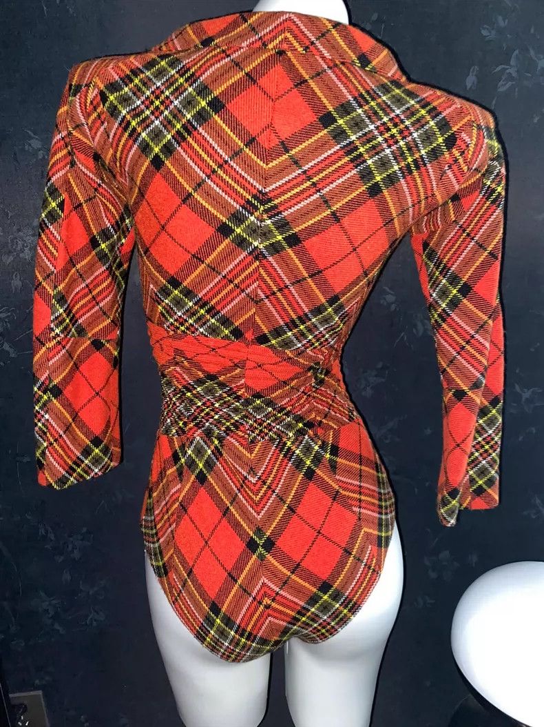 Junya Watanabe Junya Watanabe Red Tartan Vintage Bodysuit Size S / US 4 / IT 40 - 2 Thumbnail