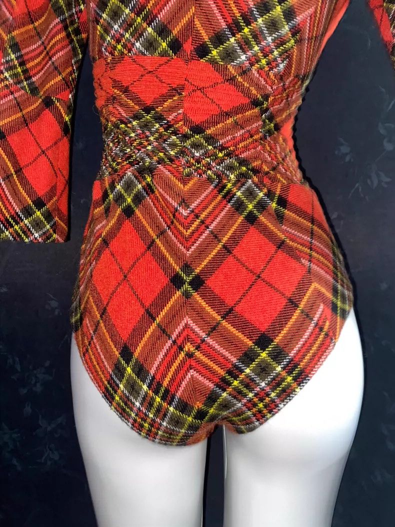 Junya Watanabe Junya Watanabe Red Tartan Vintage Bodysuit Size S / US 4 / IT 40 - 3 Thumbnail