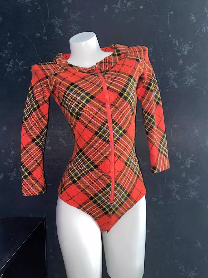 Junya Watanabe Junya Watanabe Red Tartan Vintage Bodysuit Size S / US 4 / IT 40 - 5 Thumbnail