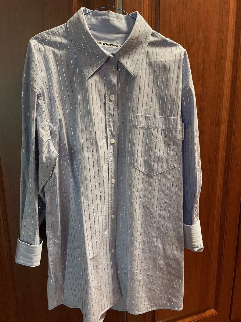 Alexander Wang Alexanderwang Crystal Embellished Long Sleeve Shirt Size S / US 4 / IT 40 - 2 Thumbnail