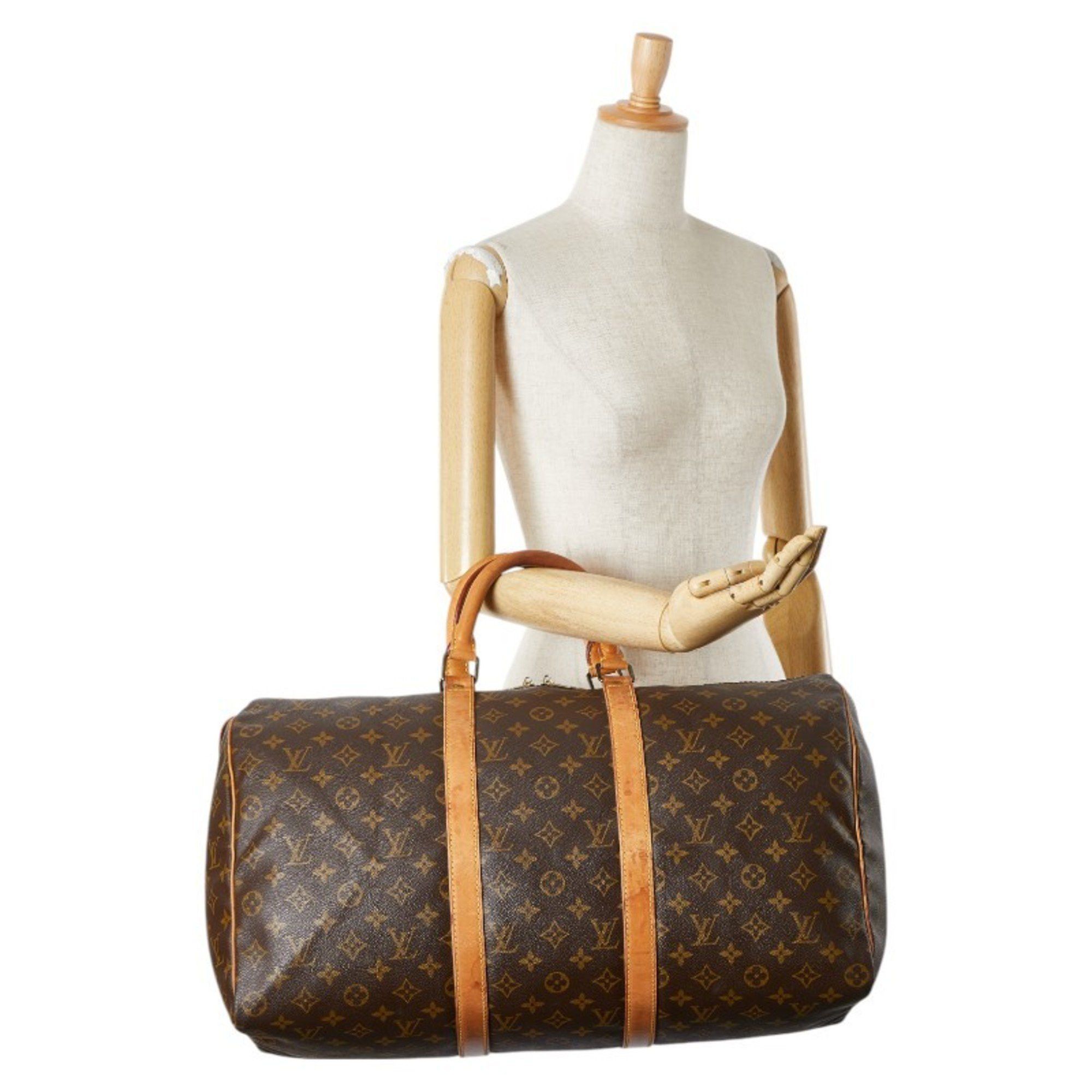 Louis Vuitton Monogram Keepall 50 Boston Bag M41426 Brown PVC Leather Women's LOUIS VUITTON