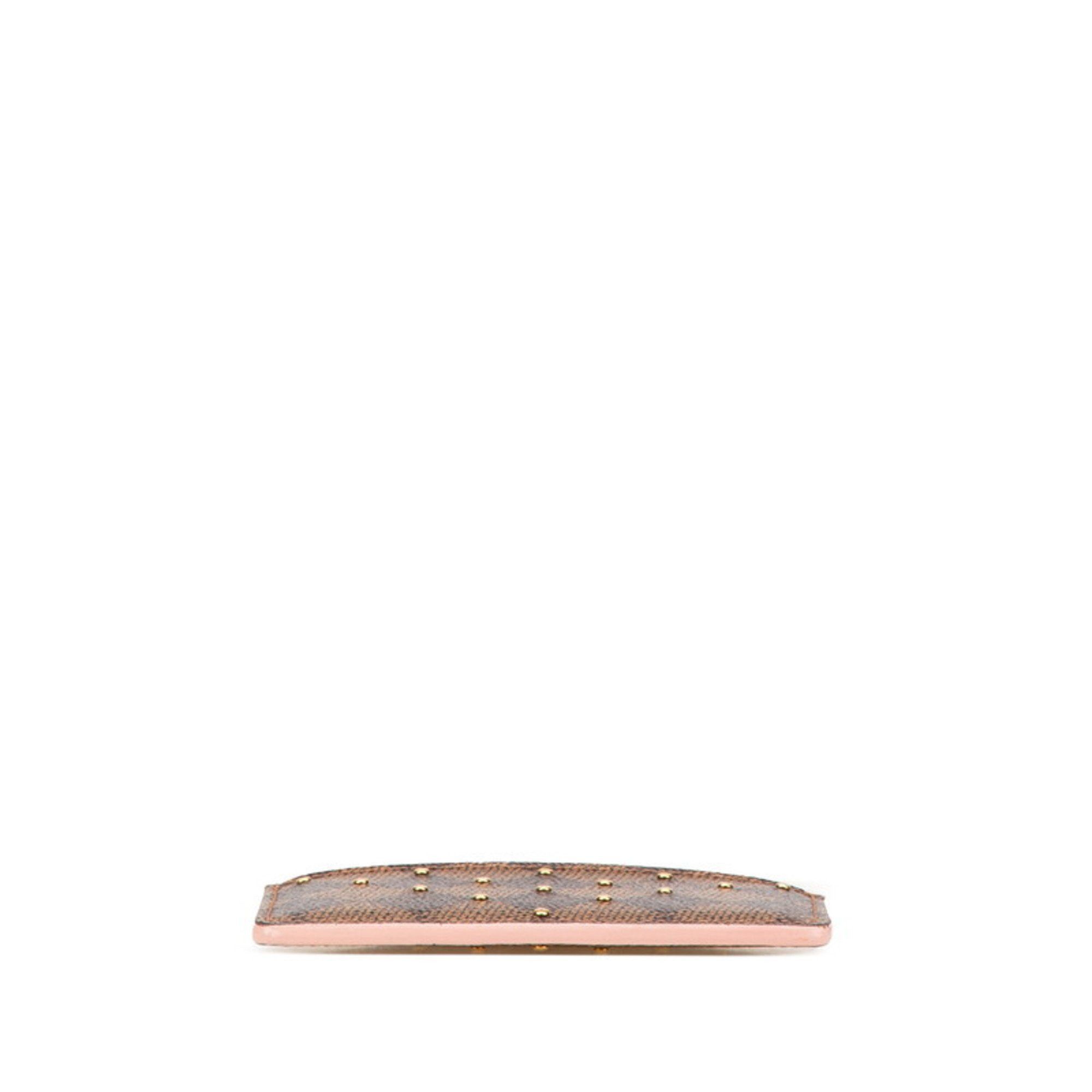 Louis Vuitton Louis Vuitton Damier Porte Carte Sample Studs Card Case N60248 Brown Pink PVC Leather Women's LOUIS VUITTON Size ONE SIZE - 3 Thumbnail