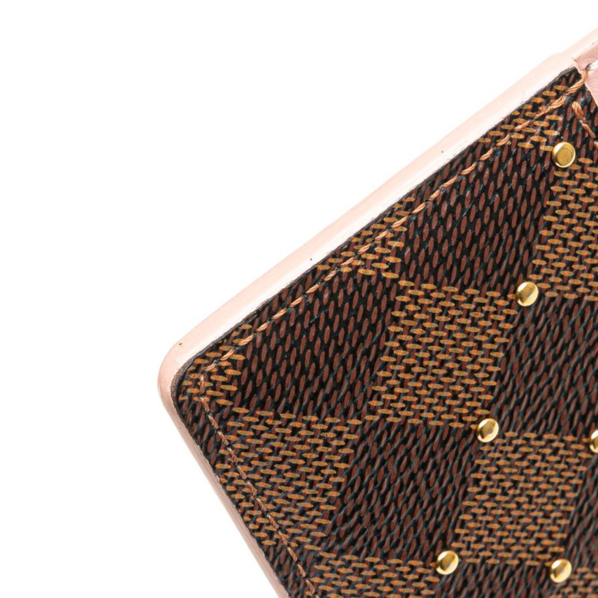 Louis Vuitton Louis Vuitton Damier Porte Carte Sample Studs Card Case N60248 Brown Pink PVC Leather Women's LOUIS VUITTON Size ONE SIZE - 4 Thumbnail