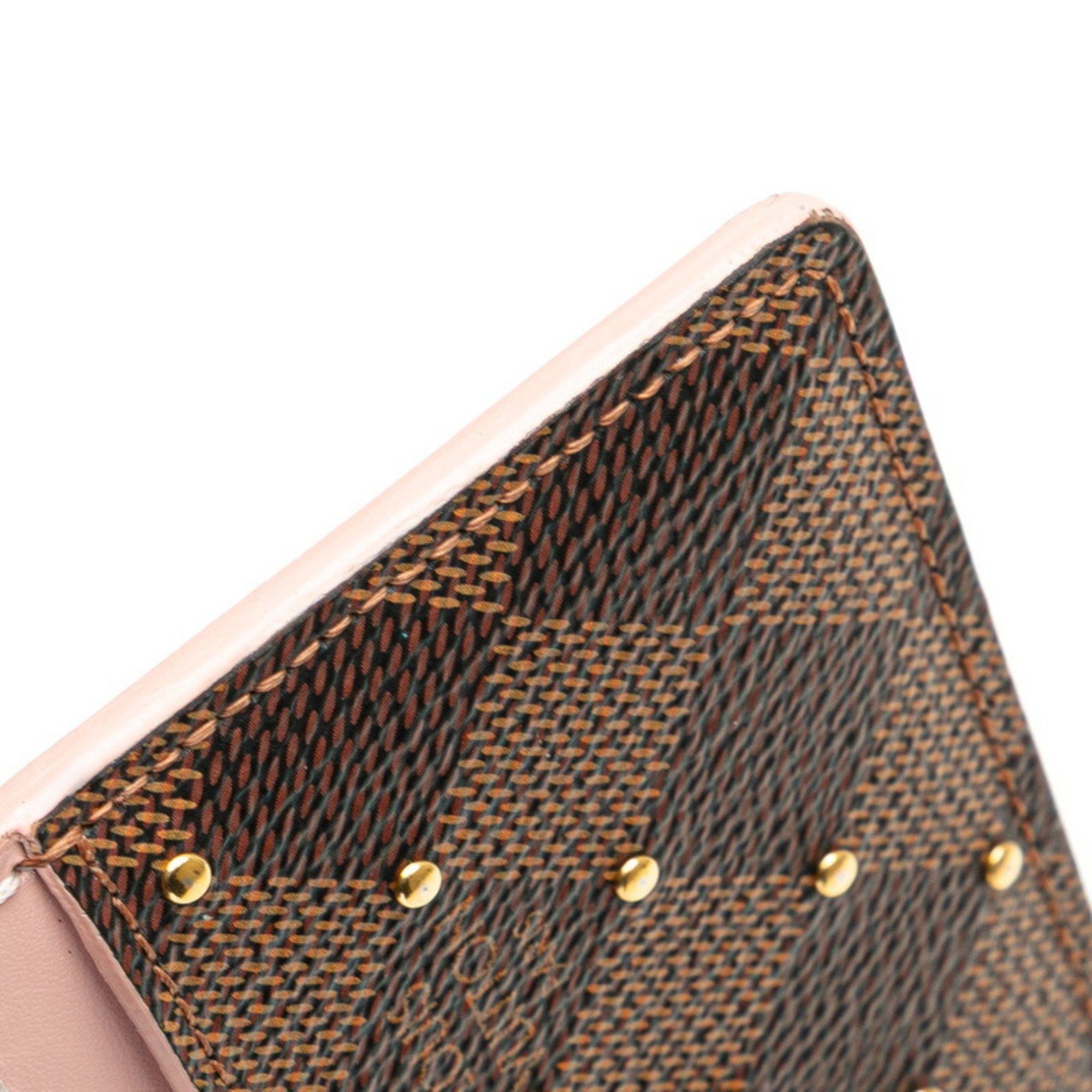 Louis Vuitton Louis Vuitton Damier Porte Carte Sample Studs Card Case N60248 Brown Pink PVC Leather Women's LOUIS VUITTON Size ONE SIZE - 5 Thumbnail